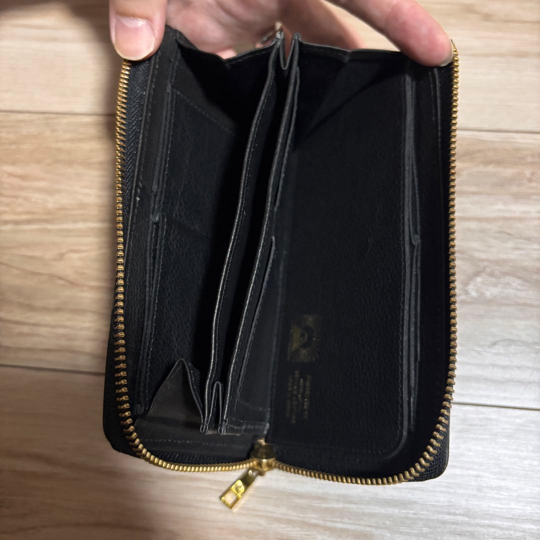 【値下】黒レザー長財布 ゴールドファスナー