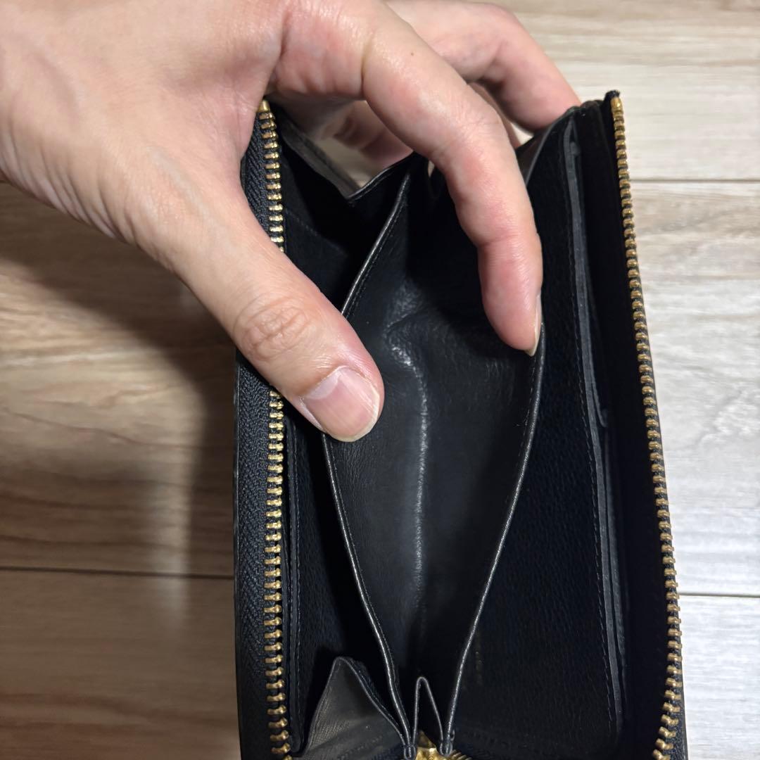 【値下】黒レザー長財布 ゴールドファスナー