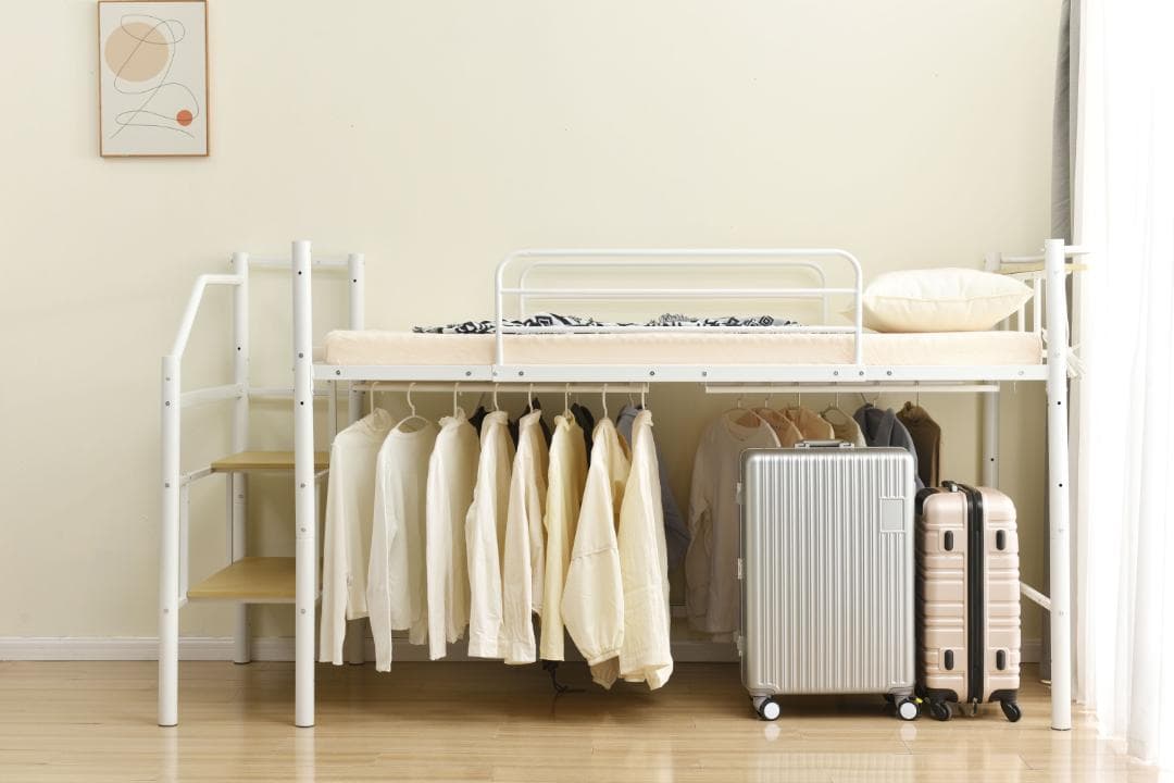 ロフトベッド パイプベッド【メッシュ床板・Sシングル】耐荷重150kg 北欧風