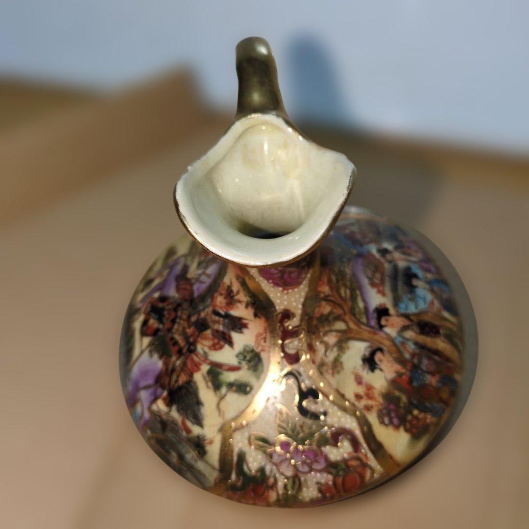 【明治期】九谷焼風 金彩色絵 人物図 水注 ピッチャー 日本製 アンティーク