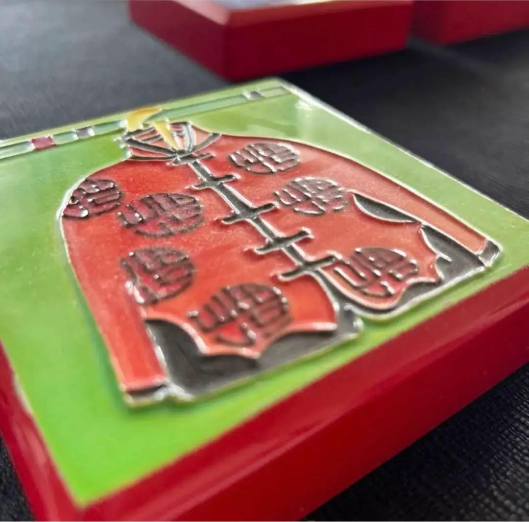 値下げ青蘭工舎 PURELAND 陶板画×漆器 シノワズリ 小物入れ 新品×２個