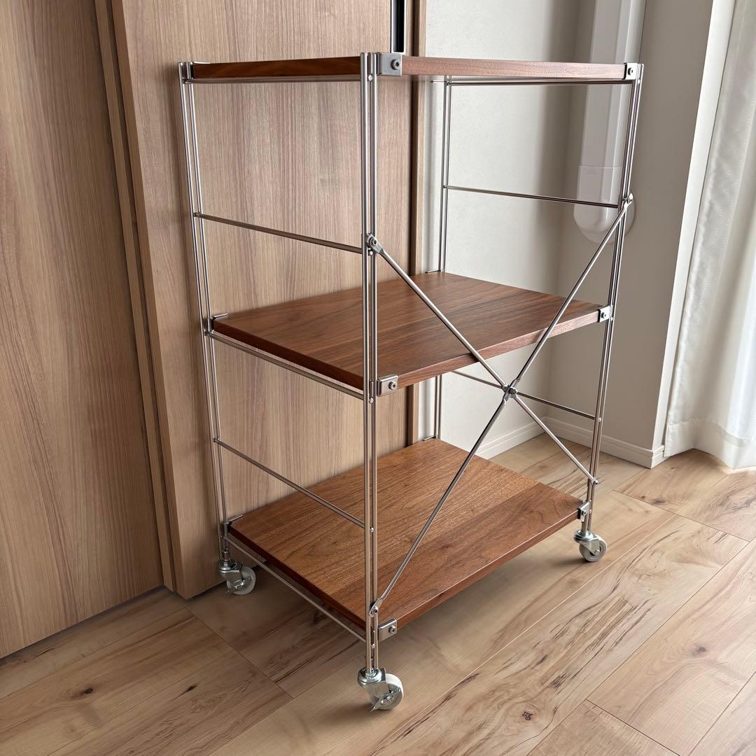 ★美品★ 無印良品 ステンレスユニットシェルフ 小 キャスター付