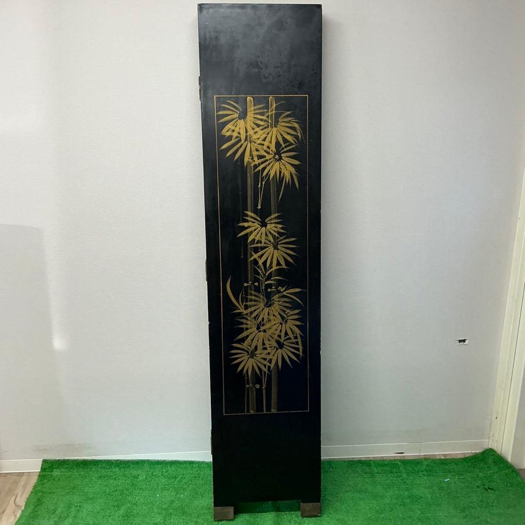 河上明清 中国屏風 清明上河図 モチーフ アンティーク 年代物 間仕切 屏風