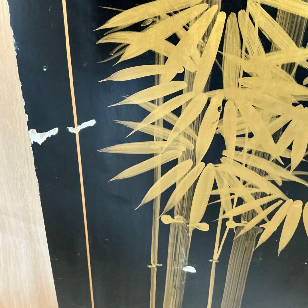 河上明清 中国屏風 清明上河図 モチーフ アンティーク 年代物 間仕切 屏風