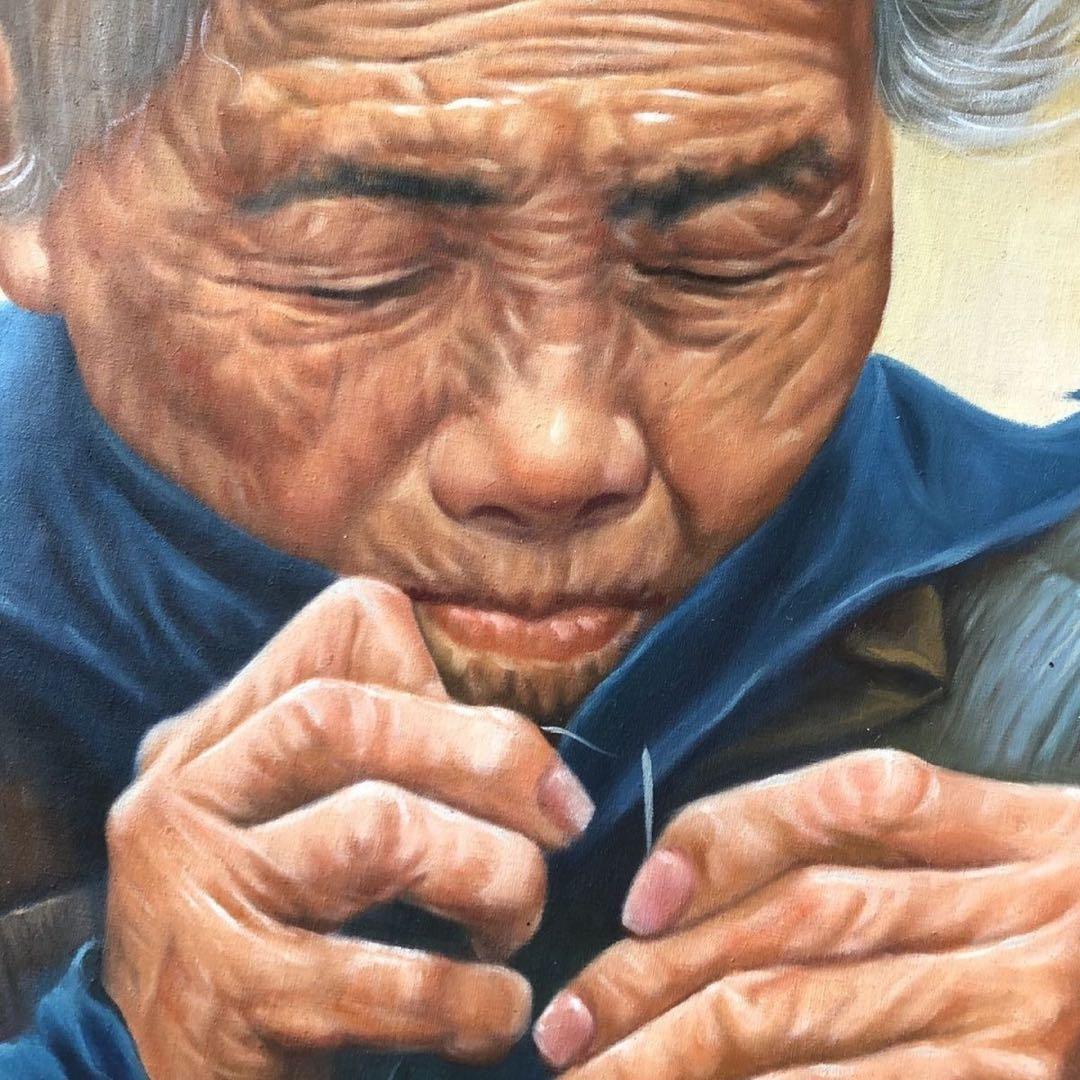 人物画 冷軍 手描き 油画 インテリアアート 約104×72cm