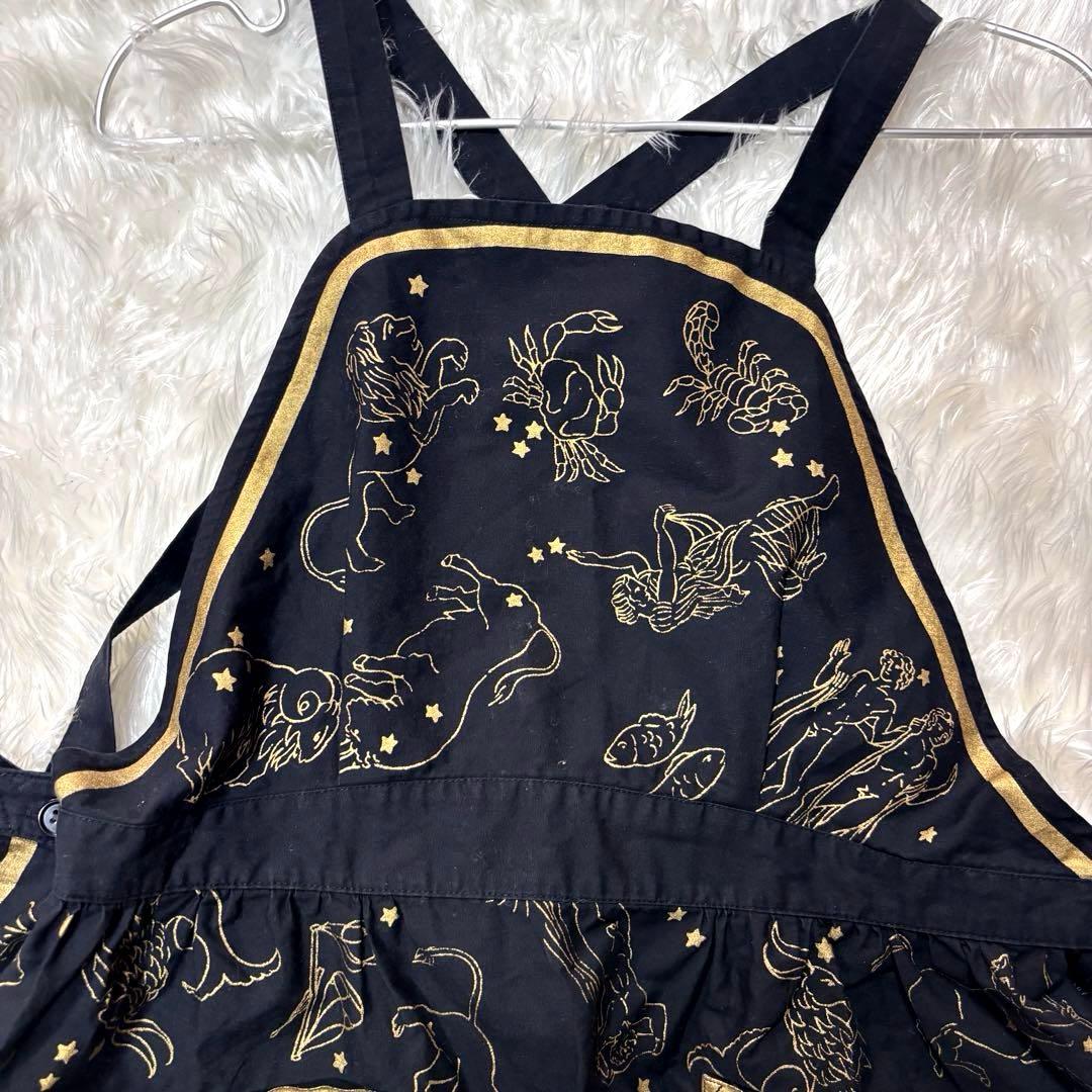 イヴサンローラン エプロン キャミワンピース 星座柄 総柄 ブラック 黒