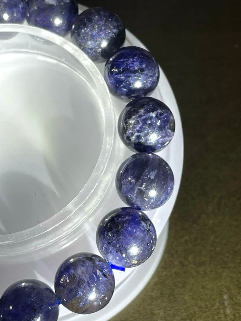 【新入荷】アイオライトブレス大玉12.2㎜（新品未使用）濃いブルーキラキラ虹現品