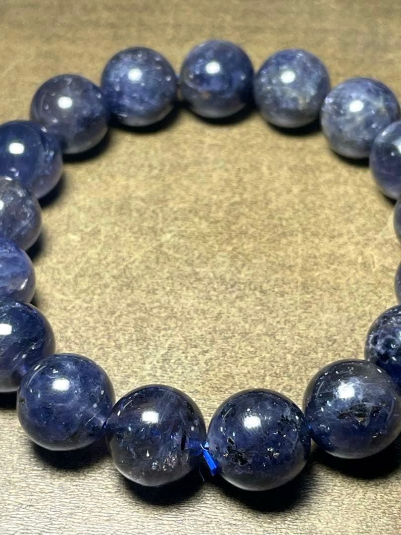 【新入荷】アイオライトブレス大玉12.2㎜（新品未使用）濃いブルーキラキラ虹現品