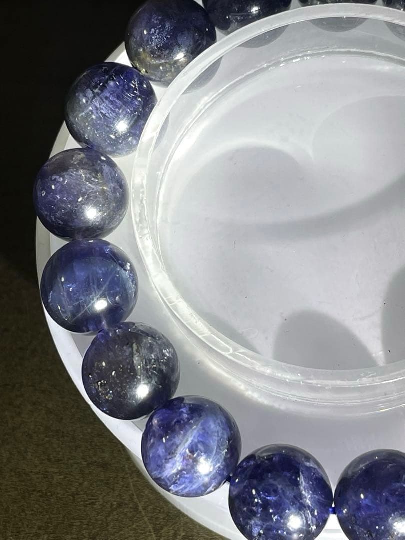 【新入荷】アイオライトブレス大玉12.2㎜（新品未使用）濃いブルーキラキラ虹現品