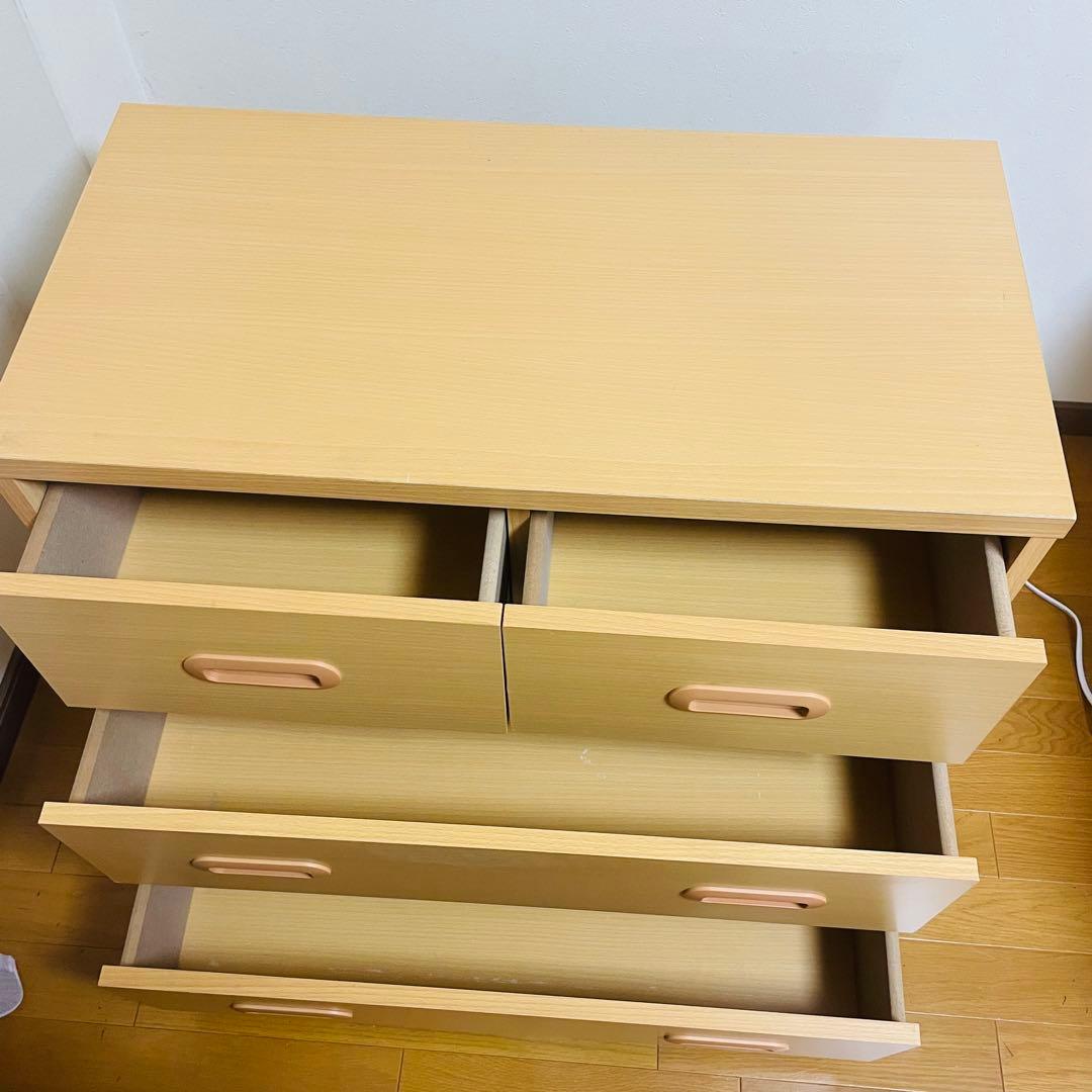 木製ナチュラル 3段チェスト　キャスター付き　傷あり