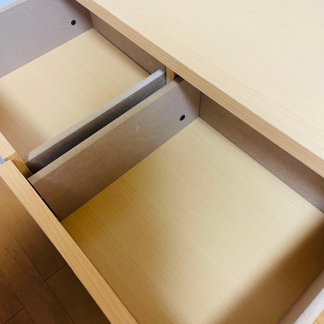 木製ナチュラル 3段チェスト　キャスター付き　傷あり