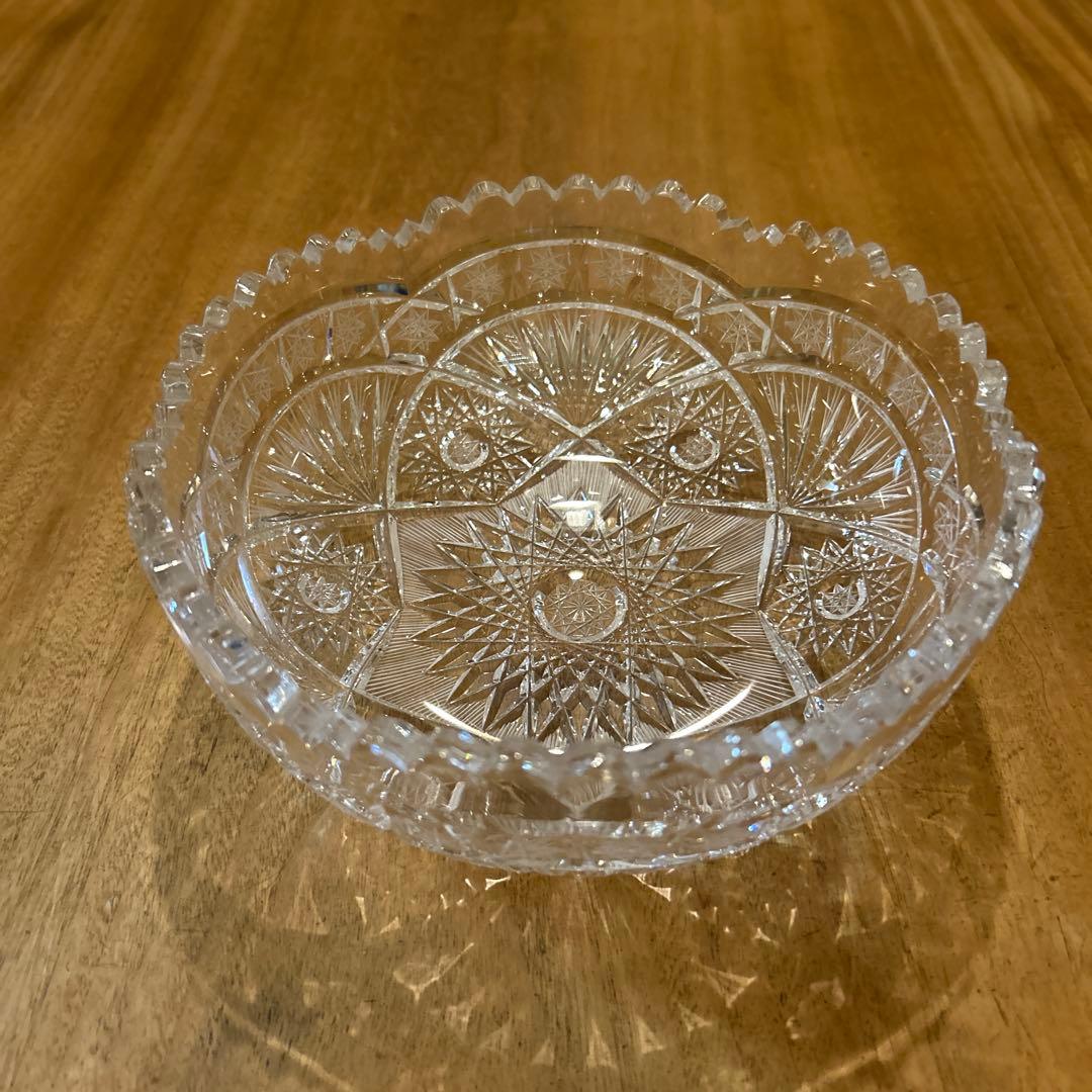 ボヘミアクリスタル　最高級　ハンドカットクリスタルサラダボウル