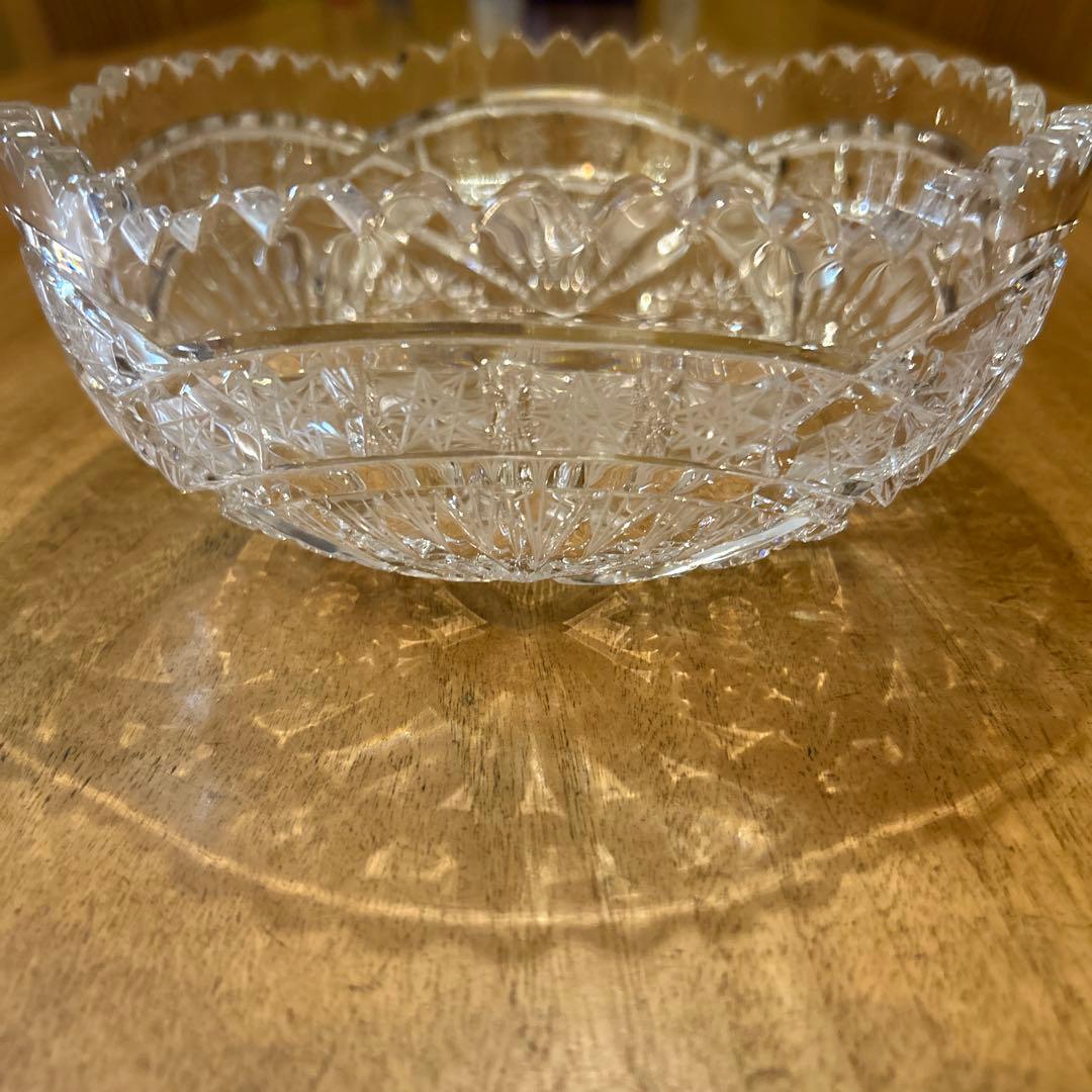 ボヘミアクリスタル　最高級　ハンドカットクリスタルサラダボウル