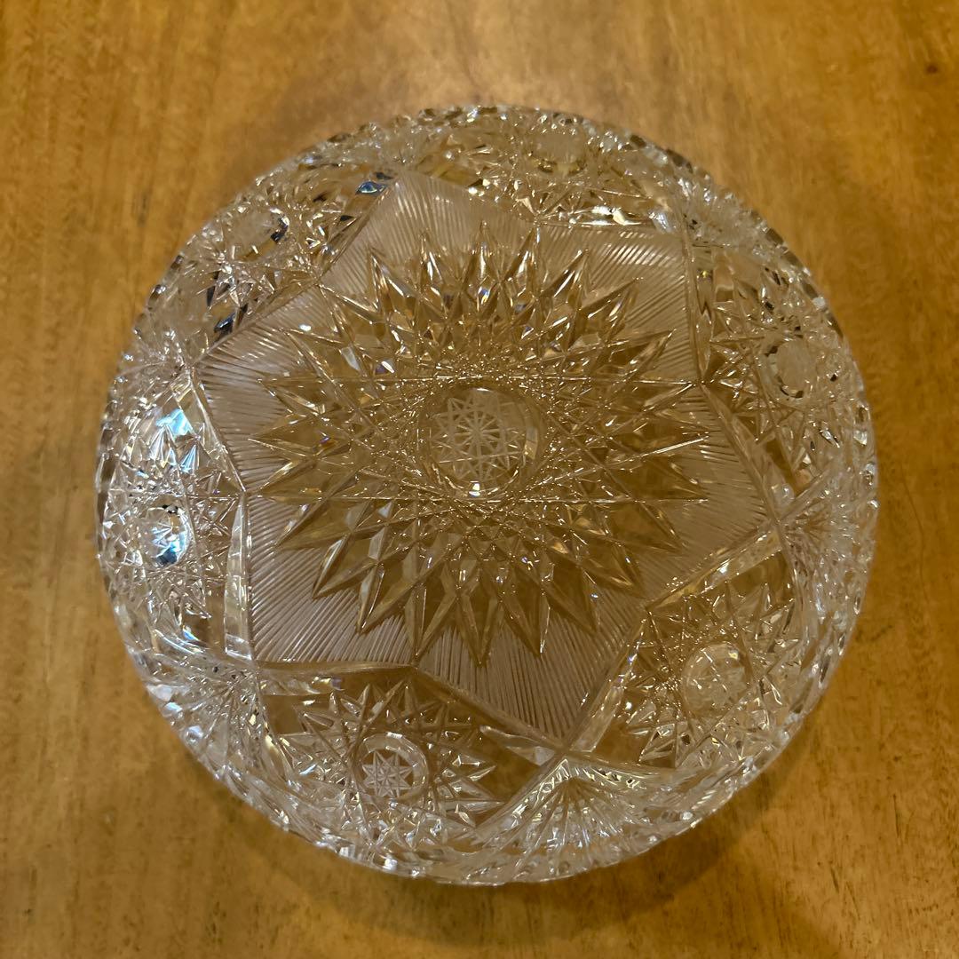 ボヘミアクリスタル　最高級　ハンドカットクリスタルサラダボウル
