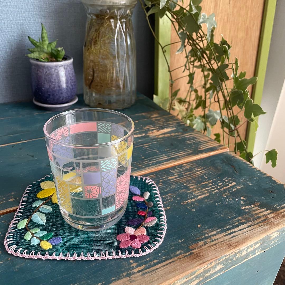 【 La Renaissance 】京町レトロ 硝子×会津木綿 刺繍祈りのセット