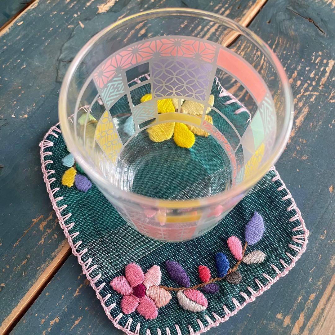 【 La Renaissance 】京町レトロ 硝子×会津木綿 刺繍祈りのセット