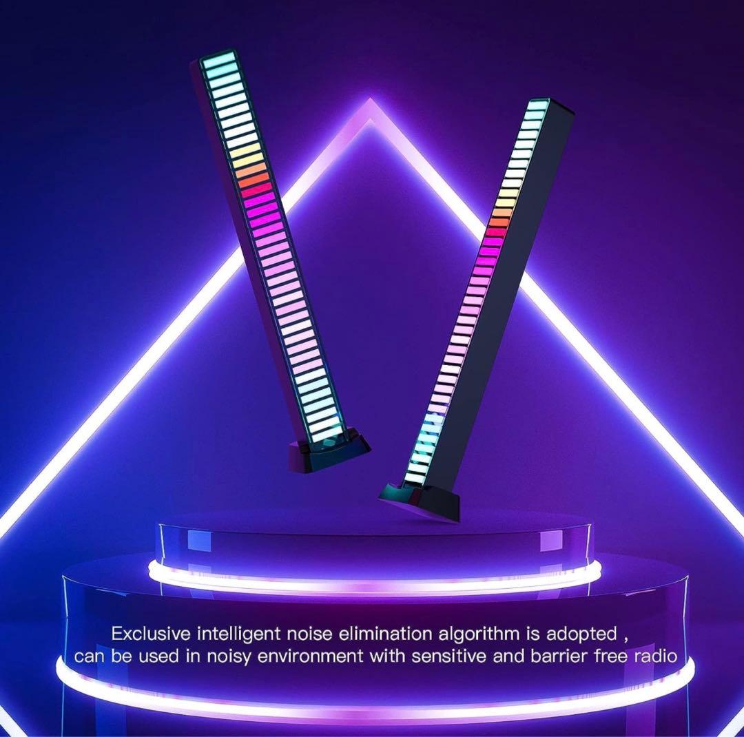 2つ音楽連動 スマート LED ライト,音に反応するライト、APPコントロール
