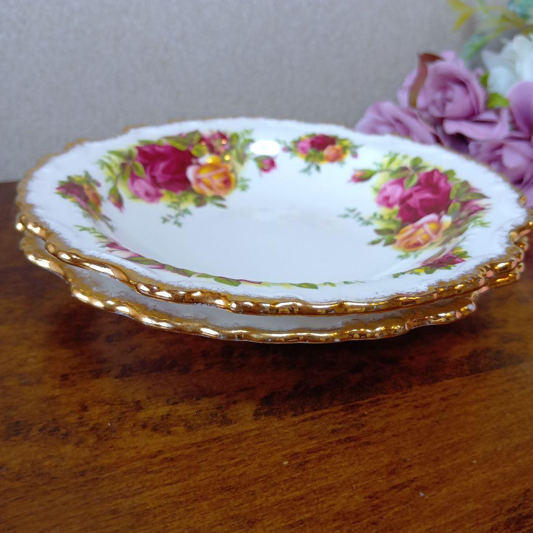 英国製 オールドカントリーローズ デコラティブディッシュ 15cm深皿 2枚