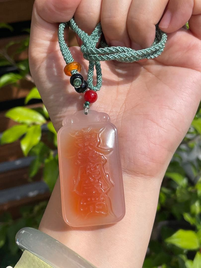 御守り　1点限り　台湾道教　メノウ天然石　護符　呪文　符籙　不幸避け　魔除　浄化