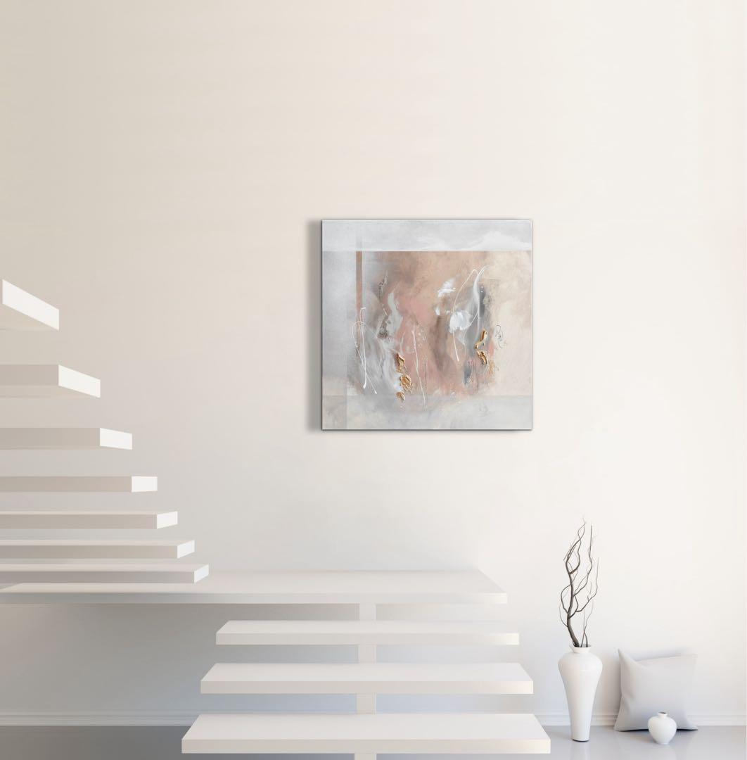 現代アート　65×65㎝　抽象画　テクスチャーアート　モダン　インテリア　絵画