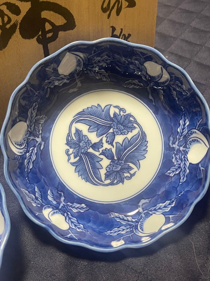 源右衛門窯　染濃桃絵　鉢　5枚セット未使用