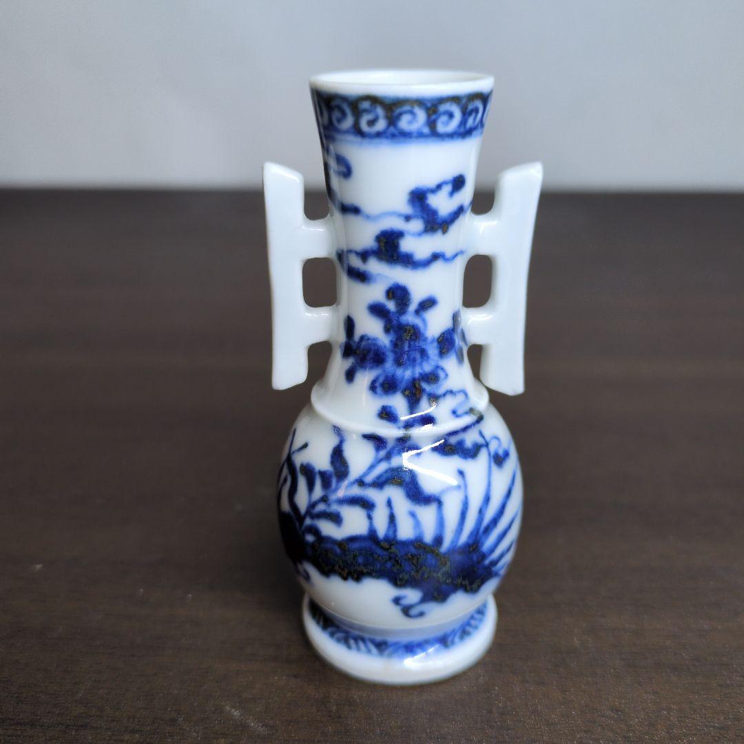 良*一様 川瀬竹春 作 染付 山水漁夫文 茶巾筒＆在銘 染付 花鳥文 箸立 2点