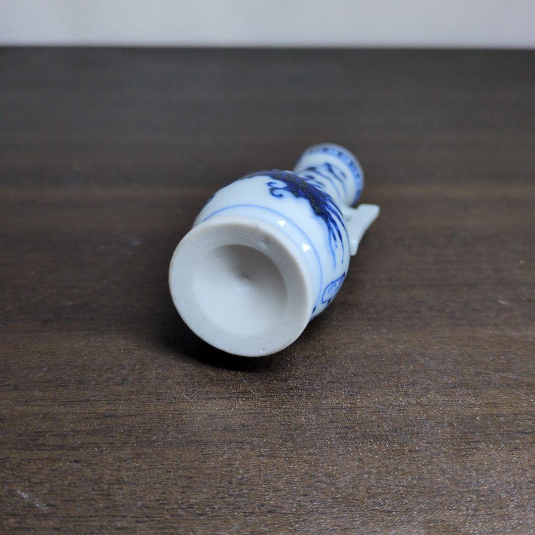 良*一様 川瀬竹春 作 染付 山水漁夫文 茶巾筒＆在銘 染付 花鳥文 箸立 2点