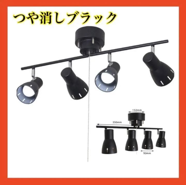 スポットライト　4灯　ブラック