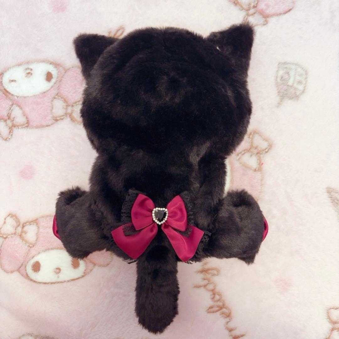 ぬい服 20cm 猫耳 赤 黒 リボン