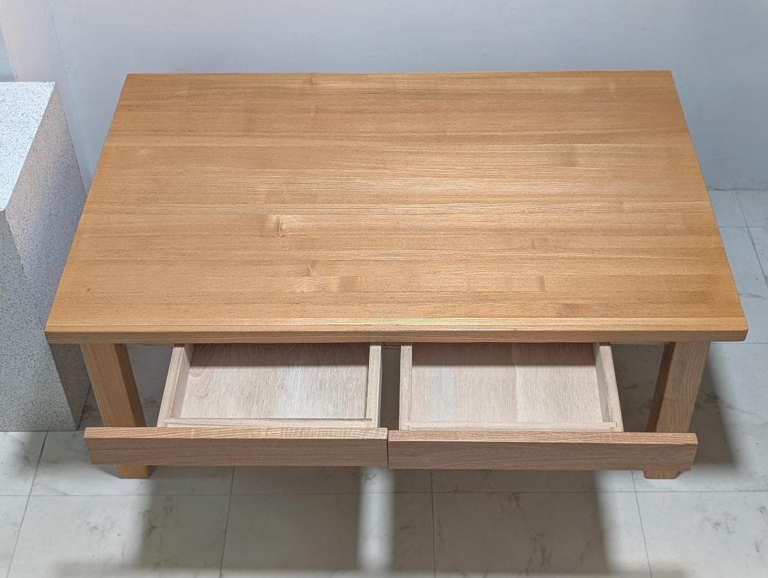 OLD 無印 タモ材 リビングテーブル 引出付き座卓 60×90cm 廃盤 美品