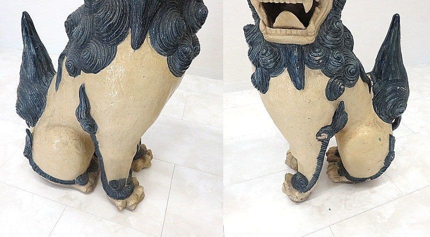 琉球焼 宮城陶房「宮城勝臣」作 大型シーサー一対 厚生労働大臣認定 現代の名工