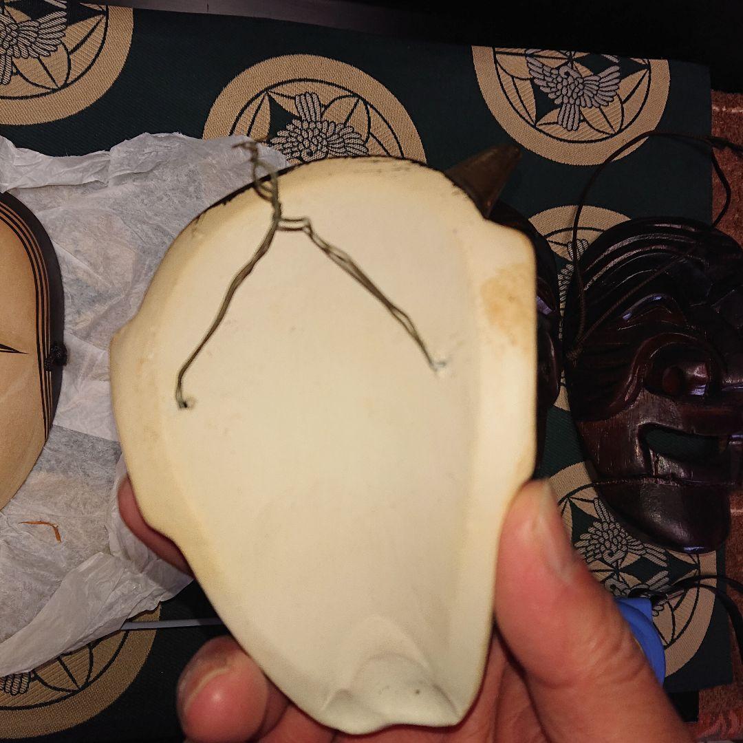 木製面、アンティーク陶器面お多福、般若