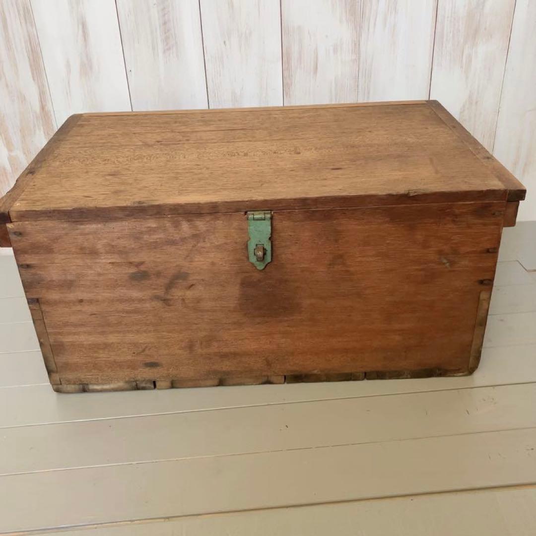 アンティーク　蓋付き　木箱　おもちゃ箱　ローテーブル