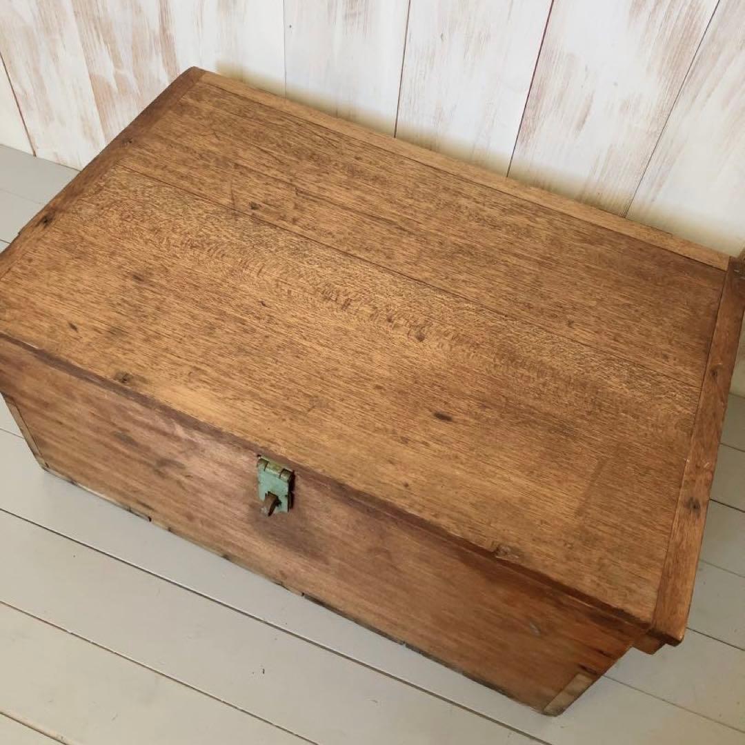 アンティーク　蓋付き　木箱　おもちゃ箱　ローテーブル