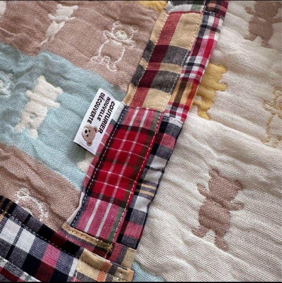 a様❤ハンドメイド　限定くまさん×パッチワーク6重ガーゼケットブランケット