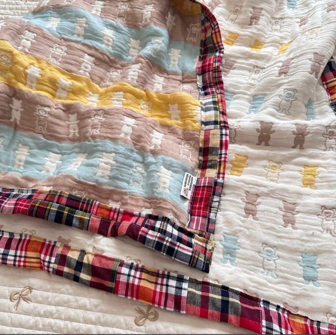 a様❤ハンドメイド　限定くまさん×パッチワーク6重ガーゼケットブランケット