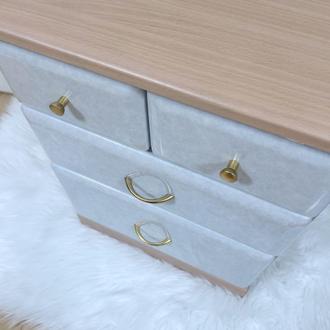 大理石調　サイドチェスト　コンパクト　ナイトボード　3段4杯　ゴールド