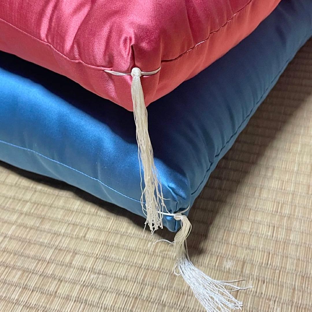 婚礼座布団　夫婦座布団　2枚　箱付　紫陽花　60x62cm