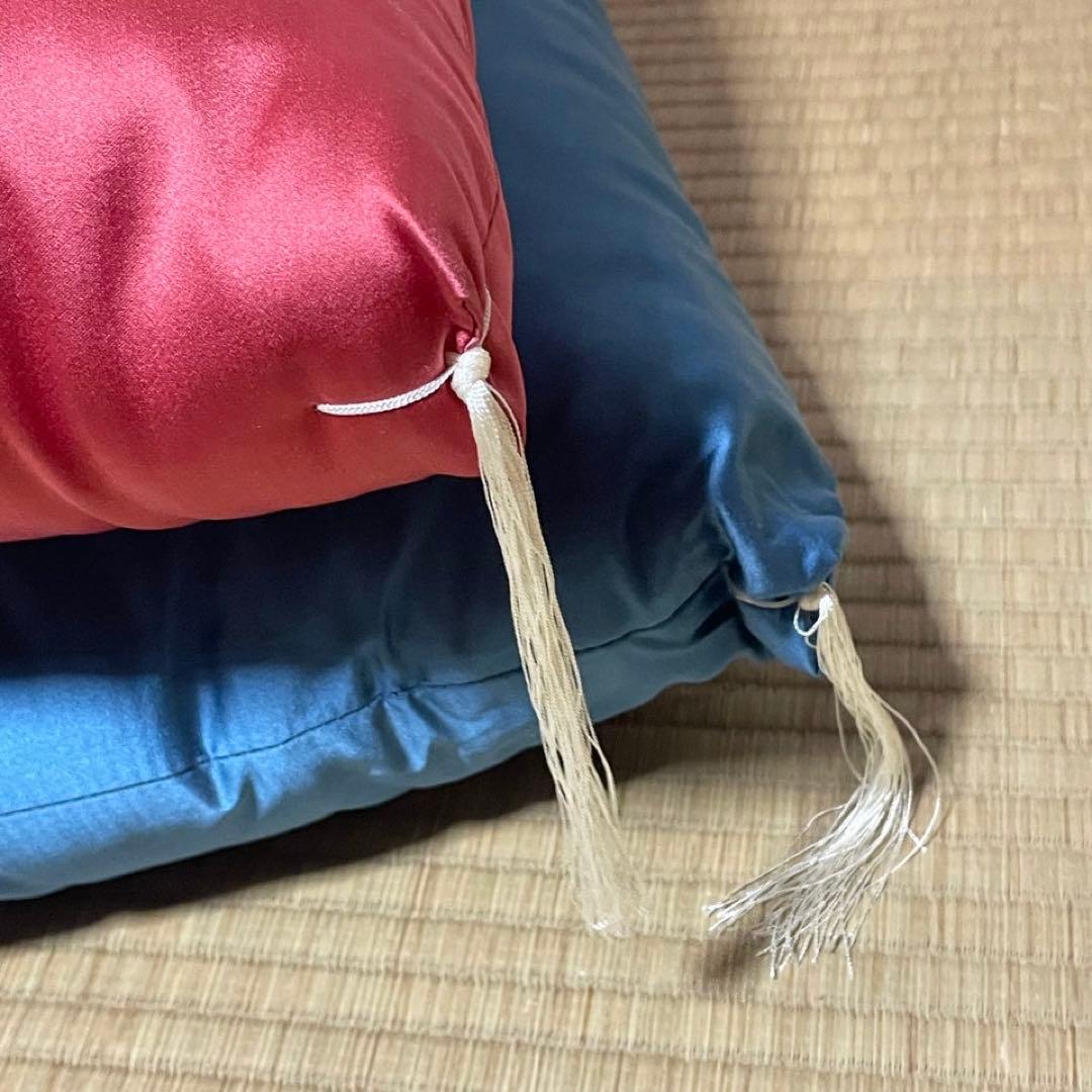 婚礼座布団　夫婦座布団　2枚　箱付　紫陽花　60x62cm