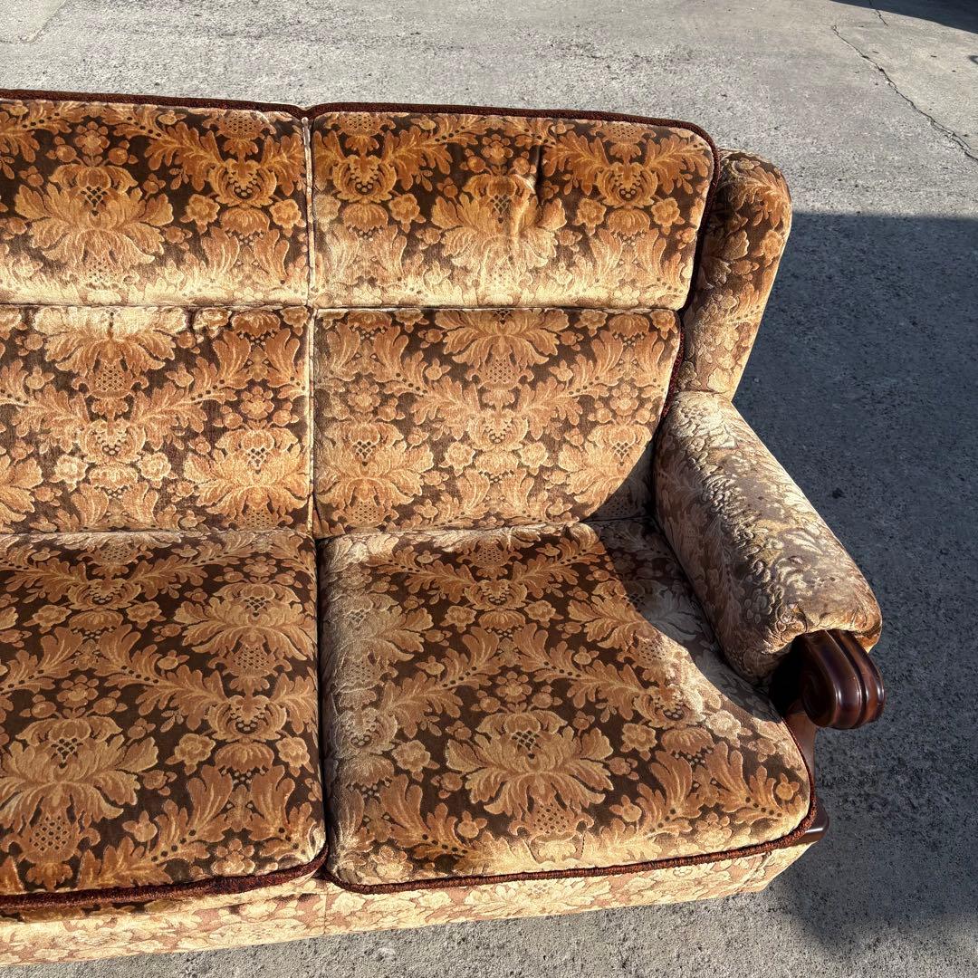 カリモク 金華山 3人掛けソファ アームチェア 昭和レトロ ヴィンテージ 古家具