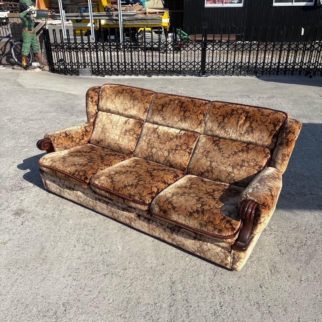 カリモク 金華山 3人掛けソファ アームチェア 昭和レトロ ヴィンテージ 古家具