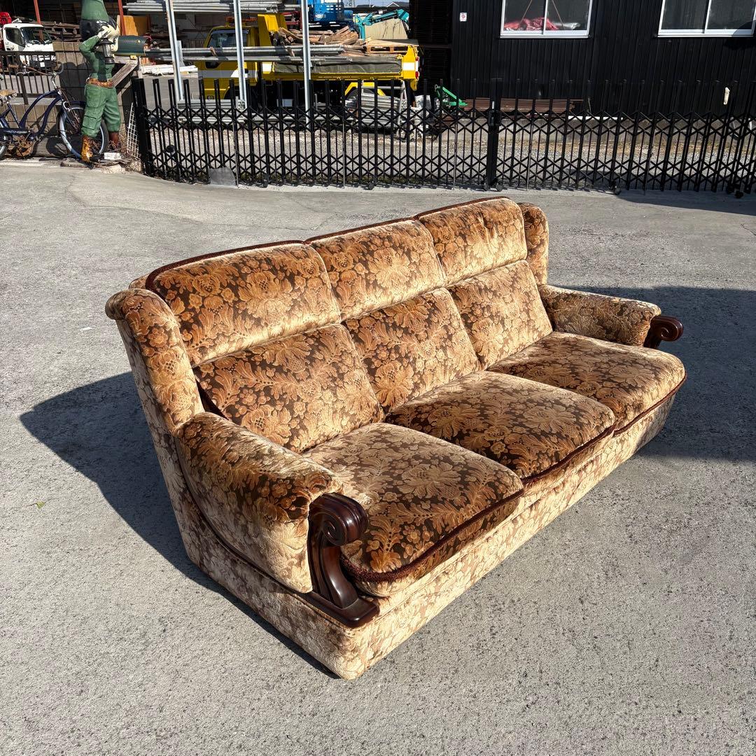 カリモク 金華山 3人掛けソファ アームチェア 昭和レトロ ヴィンテージ 古家具