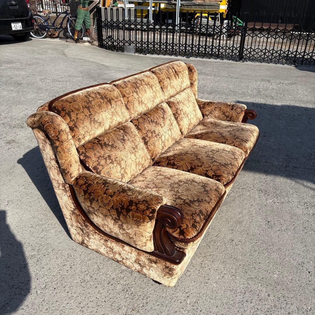 カリモク 金華山 3人掛けソファ アームチェア 昭和レトロ ヴィンテージ 古家具