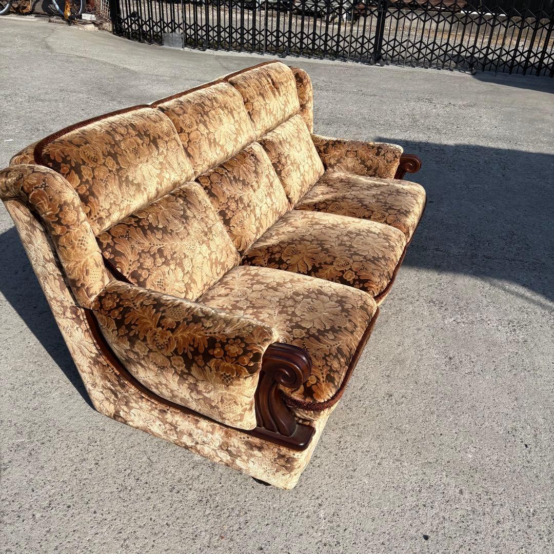 カリモク 金華山 3人掛けソファ アームチェア 昭和レトロ ヴィンテージ 古家具