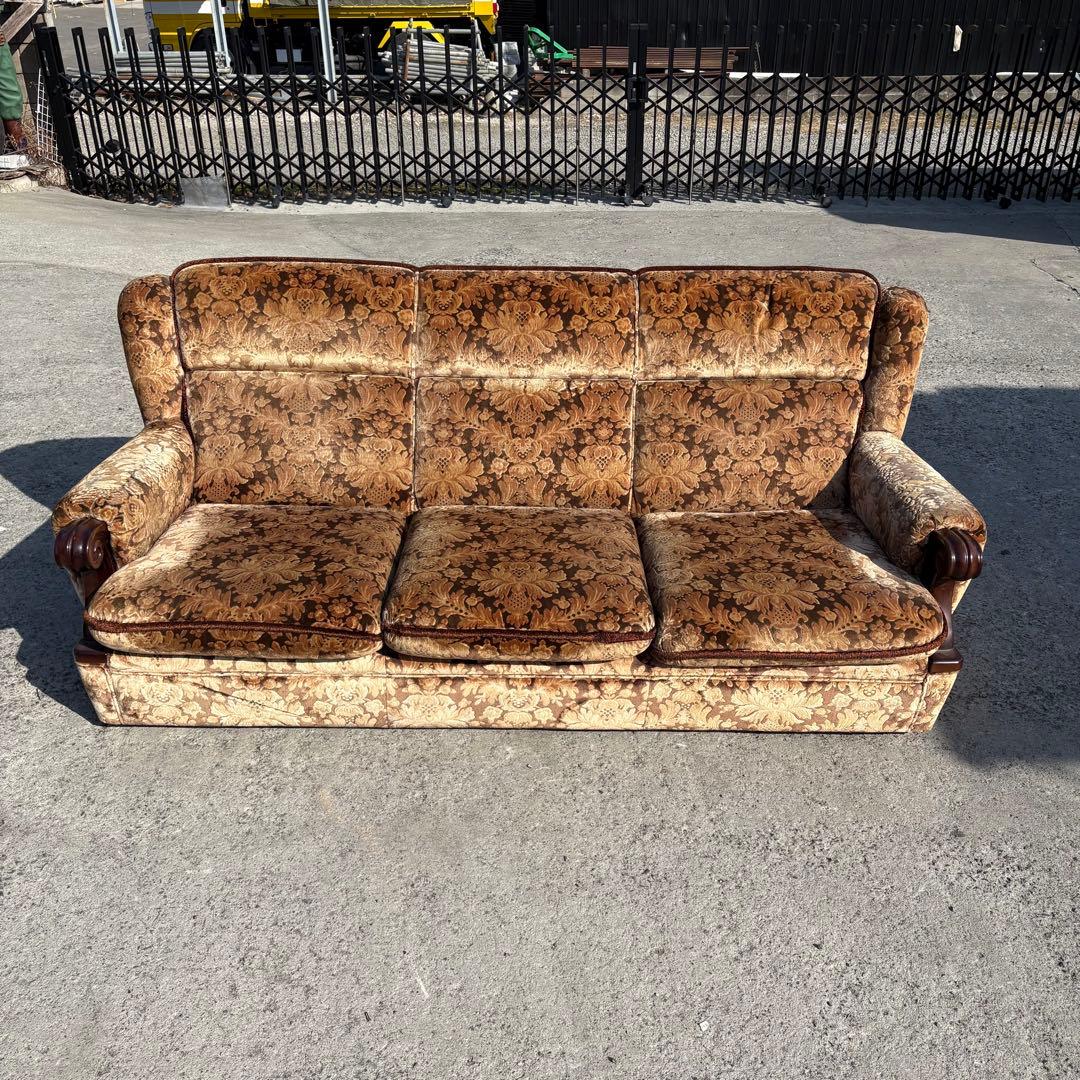 カリモク 金華山 3人掛けソファ アームチェア 昭和レトロ ヴィンテージ 古家具