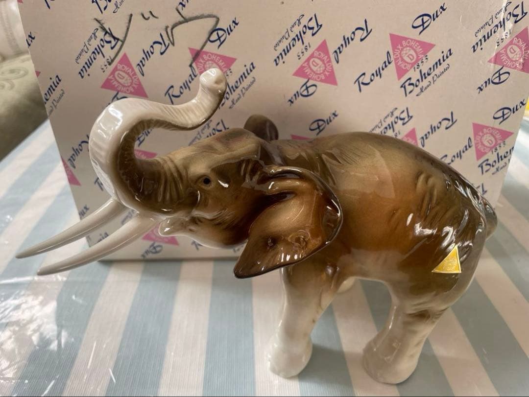 【希少】 Dux ロイヤルダックス ゾウ 置物 陶器 チェコ製