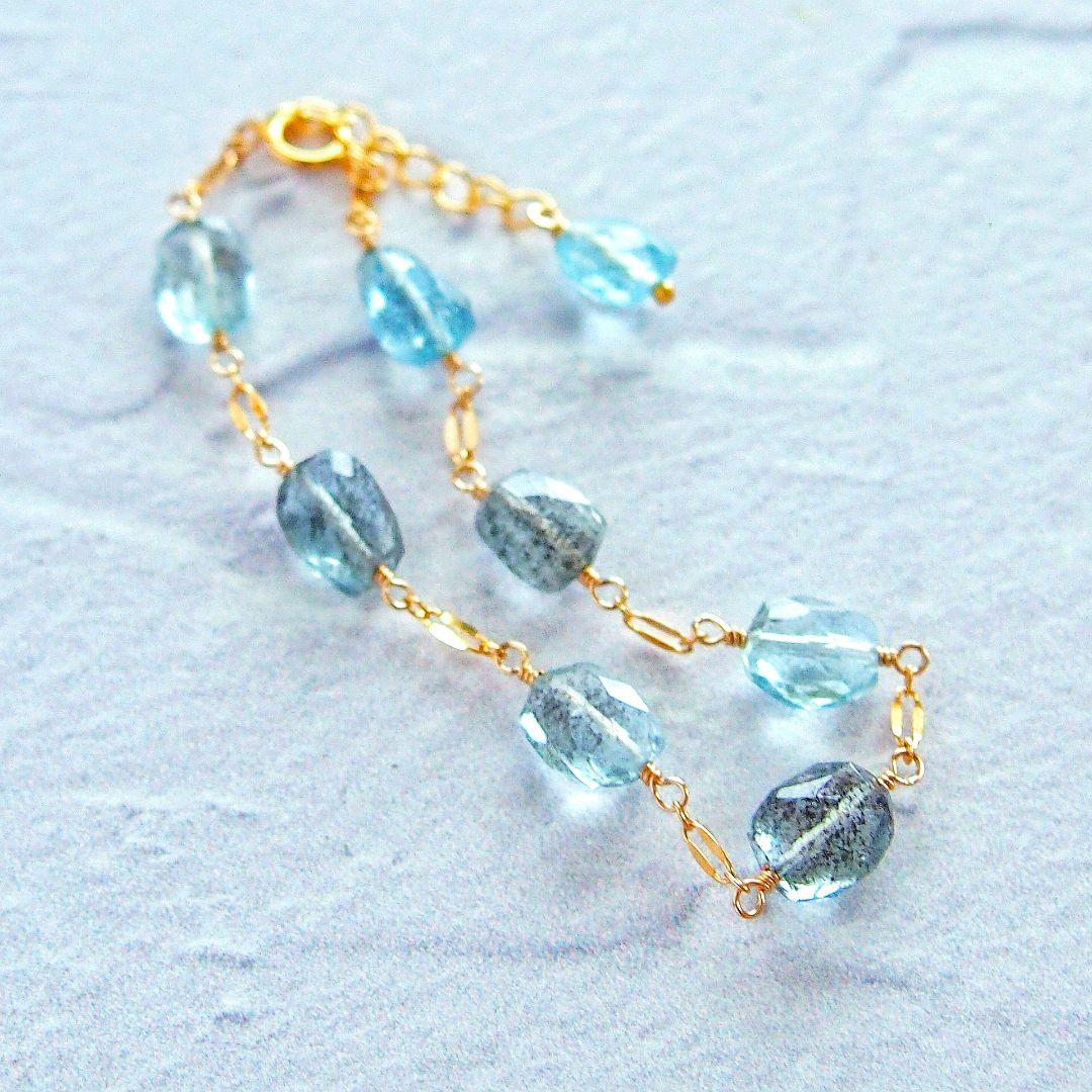 専用　SALE✨モスアクアマリン　ブレスレット　14kgf