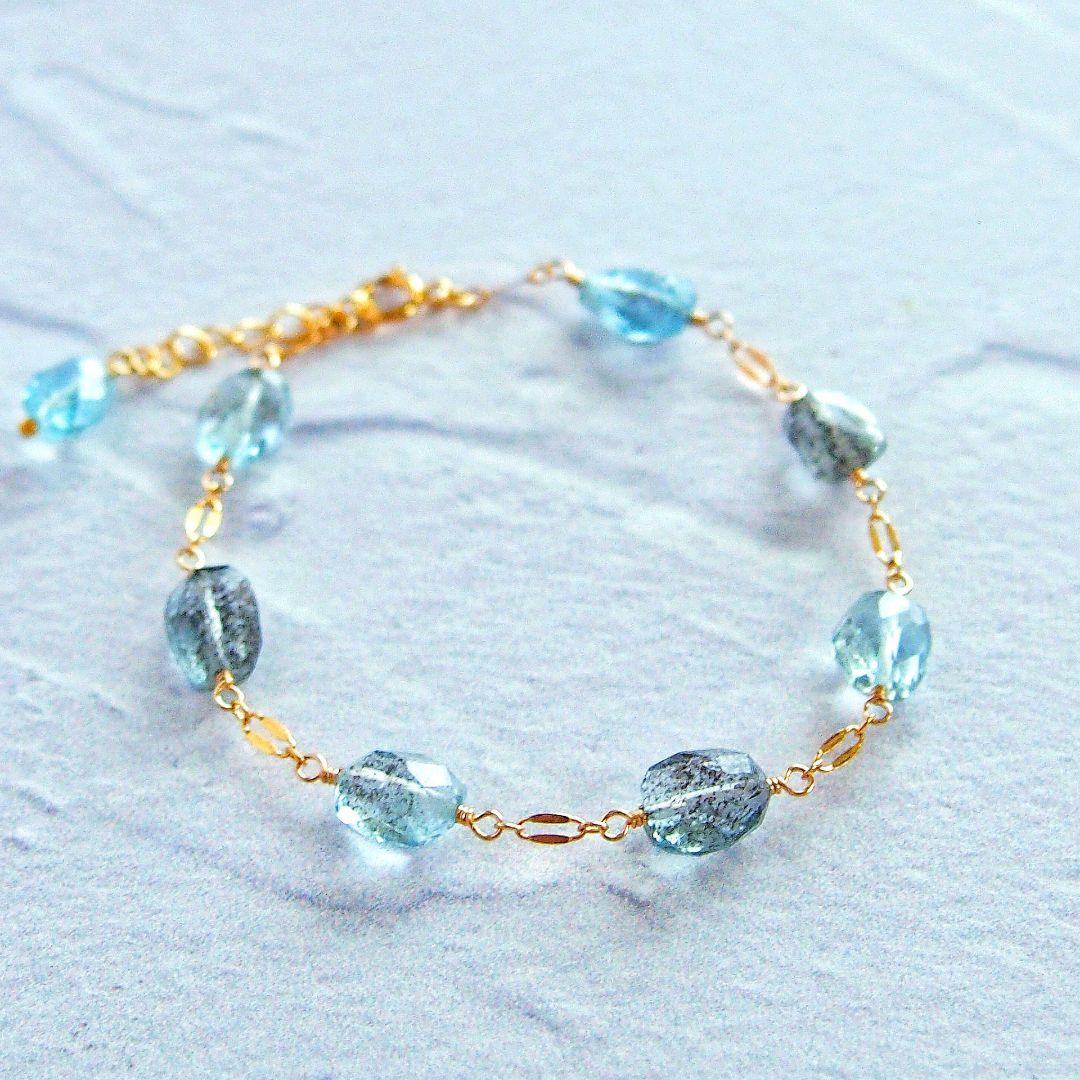 専用　SALE✨モスアクアマリン　ブレスレット　14kgf