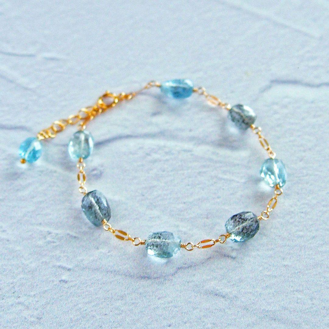 専用　SALE✨モスアクアマリン　ブレスレット　14kgf