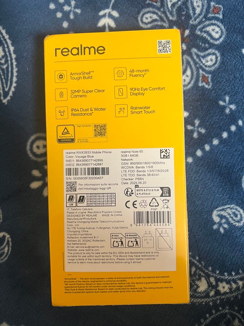 SIMフリー／realme Note60／ブルー／3＋64GB【未開封】